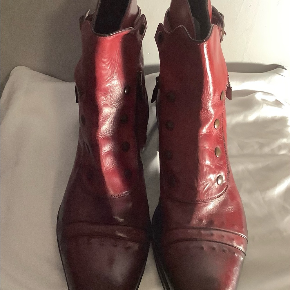 Men's Burgundy Leather Boots